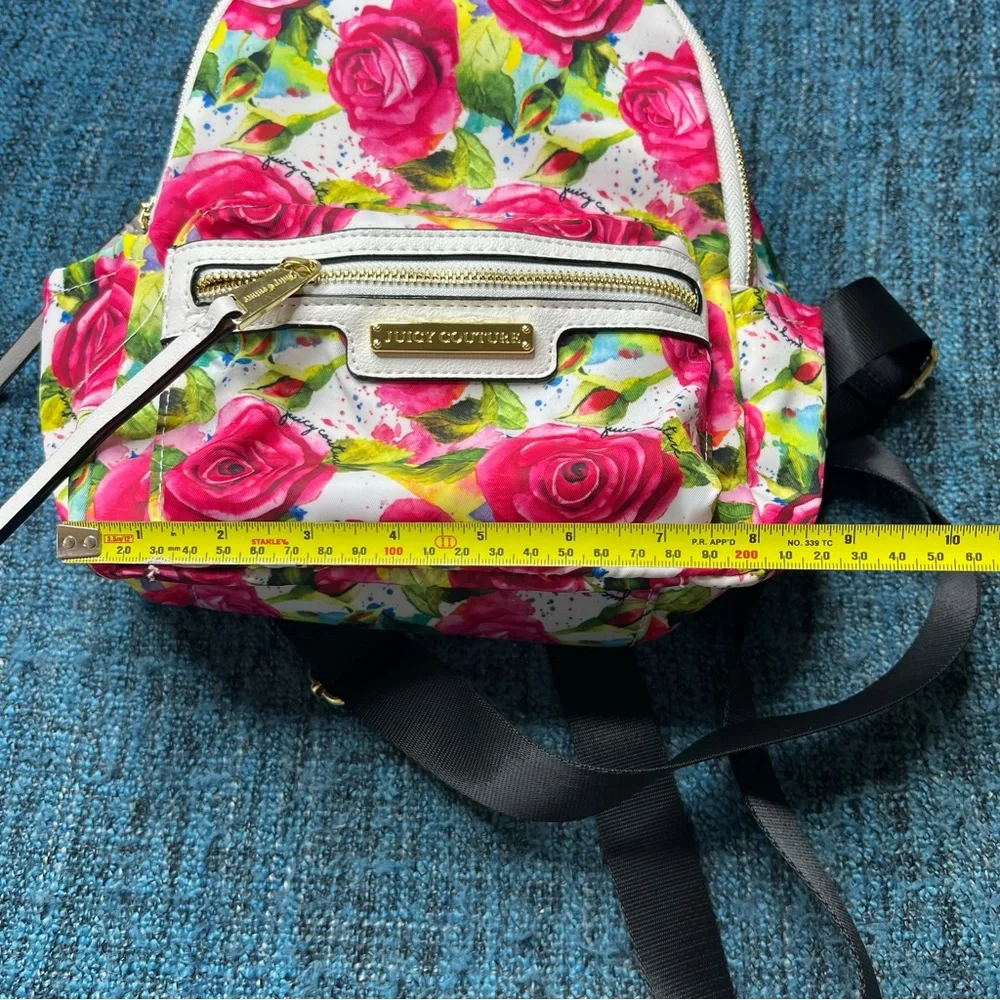 Juicy Couture Rosie Rose Print Mini Backpack in Pink White Floral Purse Bag